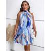 imageVerdusa Womens Plus Size Tie Back Halter Neck Sleeveless Short Tunic DressBlue