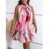 imageVerdusa Womens Plus Size Tie Back Halter Neck Sleeveless Short Tunic DressHot Pink