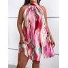 imageVerdusa Womens Plus Size Tie Back Halter Neck Sleeveless Short Tunic DressHot Pink