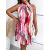 imageVerdusa Womens Plus Size Tie Back Halter Neck Sleeveless Short Tunic DressHot Pink