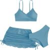 imageVerdusa Girls 3 Piece Bikini Swimwear Cute Swimsuits Bathing Suit High Waisted with Cover Up Beach SkirtDusty Blue