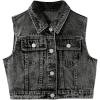 imageVerdusa Girls Denim Vest Button Down Fashion Sleeveless Jean Jacket Cute Crop TopsBlack