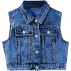 imageVerdusa Girls Denim Vest Button Down Fashion Sleeveless Jean Jacket Cute Crop TopsDark Blue