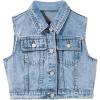 imageVerdusa Girls Denim Vest Button Down Fashion Sleeveless Jean Jacket Cute Crop TopsLight Wash