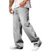 imageVerdusa Mens High Waist Loose Jeans Baggy Straight Leg Denim Pants TrousersLight Grey