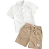 imageVerdusa Toddler Boys 2 Piece Outfits Linen Set Striped Short Sets Button Up Shirt and Shorts Clothes SetsMulticolor