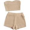 imageVerdusa Womens 2 Piece Outfit Ribbed Crop Bandeau Tube Top and Biker Track Shorts SetsKhaki