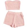 imageVerdusa Womens 2 Piece Outfit Ribbed Crop Bandeau Tube Top and Biker Track Shorts SetsLight Pink