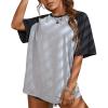 imageVerdusa Womens Casual Short Sleeve Colorblock Oversized Round Neck Tee Shirt TopsLight Grey