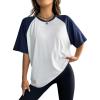 imageVerdusa Womens Casual Short Sleeve Colorblock Oversized Round Neck Tee Shirt TopsWhite and Navy