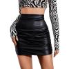 imageVerdusa Womens High Waisted Split Hem Short PU Leather Skirt