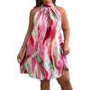 imageVerdusa Womens Plus Size Tie Back Halter Neck Sleeveless Short Tunic DressHot Pink
