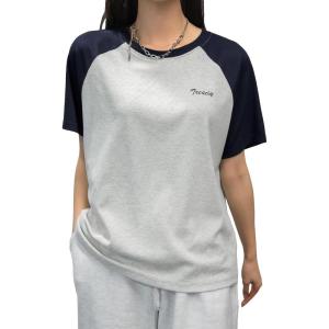 imageVerdusa Womens Casual Short Sleeve Colorblock Oversized Round Neck Tee Shirt TopsLight Grey Blue