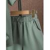 imageVerdusa Boys 2 Piece Outfit Linen Set Vacation Short Sets Button Down Shirt and Elastic Waist Shorts Casual ClothesDark Green