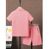 imageVerdusa Boys 2 Piece Outfit Linen Set Vacation Short Sets Button Down Shirt and Elastic Waist Shorts Casual ClothesLight Pink