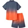 imageVerdusa Boys 2 Piece Outfits Ombre Short Sleeve Button Up Shirts and Elastic Waist Shorts SetOrange