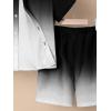imageVerdusa Boys 2 Piece Outfits Ombre Short Sleeve Button Up Shirts and Elastic Waist Shorts SetSolid Black