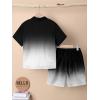 imageVerdusa Boys 2 Piece Outfits Ombre Short Sleeve Button Up Shirts and Elastic Waist Shorts SetSolid Black