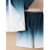 imageVerdusa Boys 2 Piece Outfits Ombre Short Sleeve Button Up Shirts and Elastic Waist Shorts SetSolid Blue