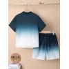 imageVerdusa Boys 2 Piece Outfits Ombre Short Sleeve Button Up Shirts and Elastic Waist Shorts SetSolid Blue