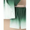 imageVerdusa Boys 2 Piece Outfits Ombre Short Sleeve Button Up Shirts and Elastic Waist Shorts SetSolid Green