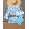 imageVerdusa Girls 4 Piece Swimwear Crisscross Bikini Sets with Tropical Print Cover UpBlue