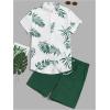 imageVerdusa Mens 2 Piece Outfit Colorblock Button Up Shirt and Drawstring Waist Shorts SetsDark Green