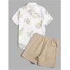 imageVerdusa Mens 2 Piece Outfit Colorblock Button Up Shirt and Drawstring Waist Shorts SetsKhaki