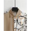 imageVerdusa Mens 2 Piece Outfit Colorblock Button Up Shirt and Drawstring Waist Shorts SetsMulticolor Khaki