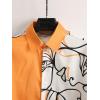 imageVerdusa Mens 2 Piece Outfit Colorblock Button Up Shirt and Drawstring Waist Shorts SetsOrange and White
