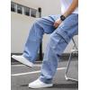 imageVerdusa Mens Casual Cargo Pants High Waist Straight Leg Jeans with PocketsBlue