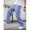 imageVerdusa Mens Casual Cargo Pants High Waist Straight Leg Jeans with PocketsBlue