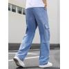 imageVerdusa Mens Casual Cargo Pants High Waist Straight Leg Jeans with PocketsBlue