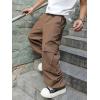 imageVerdusa Mens Casual Cargo Pants High Waist Straight Leg Jeans with PocketsBrown