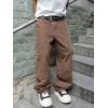imageVerdusa Mens Casual Cargo Pants High Waist Straight Leg Jeans with PocketsBrown