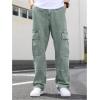 imageVerdusa Mens Casual Cargo Pants High Waist Straight Leg Jeans with PocketsGreen