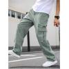 imageVerdusa Mens Casual Cargo Pants High Waist Straight Leg Jeans with PocketsGreen