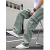 imageVerdusa Mens Casual Cargo Pants High Waist Straight Leg Jeans with PocketsGreen