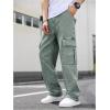 imageVerdusa Mens Casual Cargo Pants High Waist Straight Leg Jeans with PocketsGreen