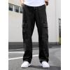 imageVerdusa Mens Casual Cargo Pants High Waist Straight Leg Jeans with PocketsSolid Black