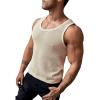 imageVerdusa Mens Casual Sleeveless Round Neck Sheer Knitted Tank Muscle TopBeige