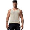 imageVerdusa Mens Casual Sleeveless Round Neck Sheer Knitted Tank Muscle TopBeige