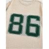imageVerdusa Mens Jersey Shirt Crochet Tops Short Sleeve Letter Print Vintage Lightweight Pullover SweaterBeige