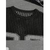 imageVerdusa Mens Jersey Shirt Crochet Tops Short Sleeve Letter Print Vintage Lightweight Pullover SweaterBlack