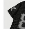 imageVerdusa Mens Jersey Shirt Crochet Tops Short Sleeve Letter Print Vintage Lightweight Pullover SweaterBlack