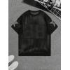 imageVerdusa Mens Jersey Shirt Crochet Tops Short Sleeve Letter Print Vintage Lightweight Pullover SweaterBlack