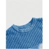imageVerdusa Mens Jersey Shirt Crochet Tops Short Sleeve Letter Print Vintage Lightweight Pullover SweaterBlue