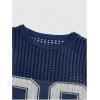 imageVerdusa Mens Jersey Shirt Crochet Tops Short Sleeve Letter Print Vintage Lightweight Pullover SweaterDark Blue