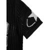 imageVerdusa Mens Jersey Shirt Crochet Tops Short Sleeve Letter Print Vintage Lightweight Pullover SweaterPrint Black