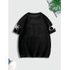 imageVerdusa Mens Jersey Shirt Crochet Tops Short Sleeve Letter Print Vintage Lightweight Pullover SweaterPrint Black